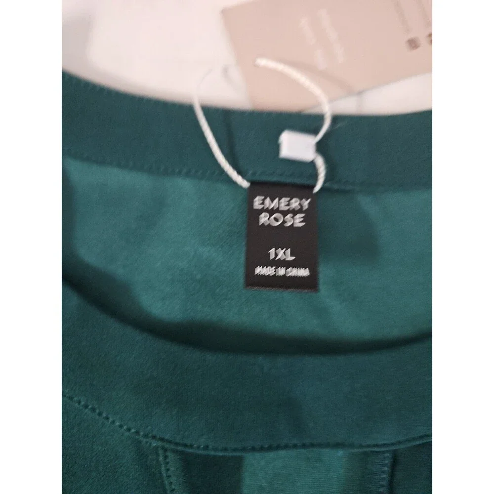 NWT Emery Rose Dark Green Puff Sleeve Dress 1XL